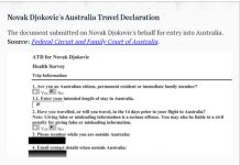 Novak Djokovic ar fi mințit la sosirea în Australia