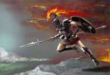 Omenirea, trăind în lumea dezlănțuită de Ares, Enyo și Polemos