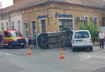 Tamponare spectaculoasă în Oradea, la intersecția străzilor Cuza Vodă cu Avram Iancu
