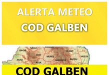ANM a emis duminică trei avertizări cod galben de ploi, ninsori și vânt puternic